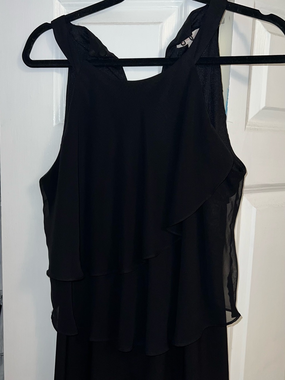 Black Ruffle Layered Sleeveless Blouse